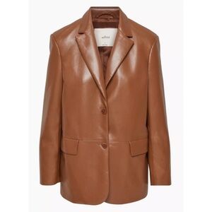 NEW ARITZIA WILFRED Memories Faux Leather Blazer in Cognac